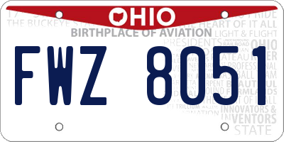 OH license plate FWZ8051
