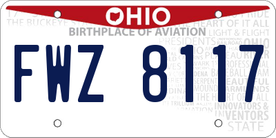 OH license plate FWZ8117