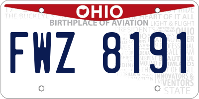 OH license plate FWZ8191