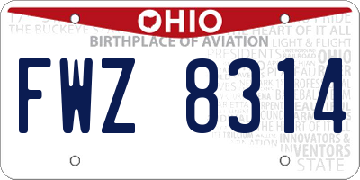 OH license plate FWZ8314