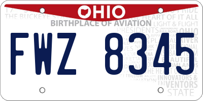 OH license plate FWZ8345