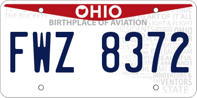 OH license plate FWZ8372