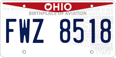 OH license plate FWZ8518