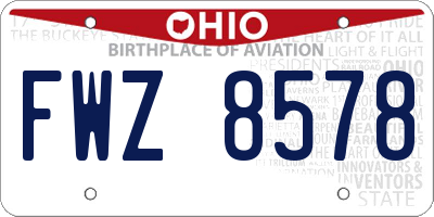 OH license plate FWZ8578