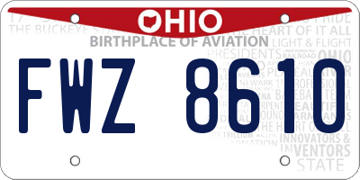 OH license plate FWZ8610