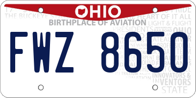 OH license plate FWZ8650