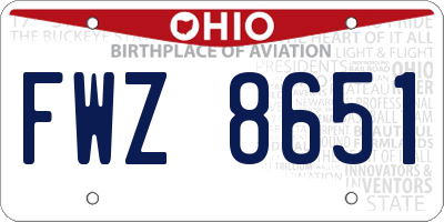 OH license plate FWZ8651