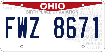 OH license plate FWZ8671