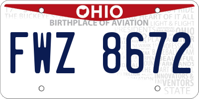 OH license plate FWZ8672