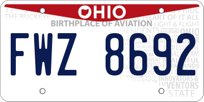 OH license plate FWZ8692