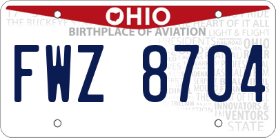 OH license plate FWZ8704