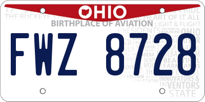 OH license plate FWZ8728