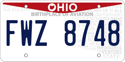 OH license plate FWZ8748