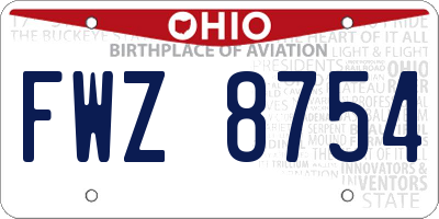 OH license plate FWZ8754