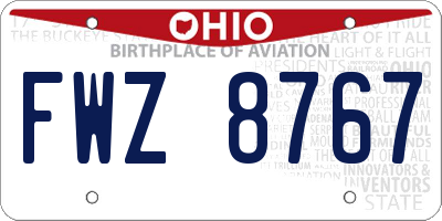OH license plate FWZ8767