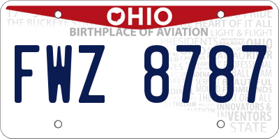 OH license plate FWZ8787