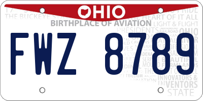 OH license plate FWZ8789