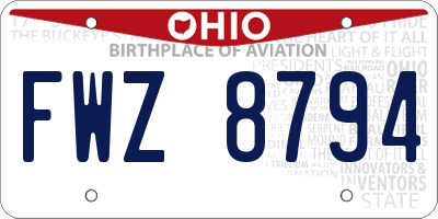 OH license plate FWZ8794