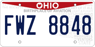 OH license plate FWZ8848