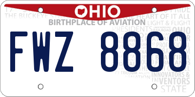 OH license plate FWZ8868