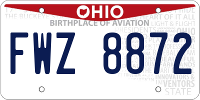 OH license plate FWZ8872