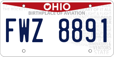 OH license plate FWZ8891