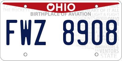 OH license plate FWZ8908