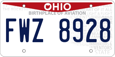 OH license plate FWZ8928