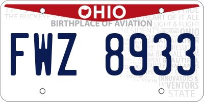 OH license plate FWZ8933