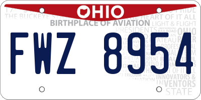 OH license plate FWZ8954