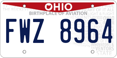 OH license plate FWZ8964