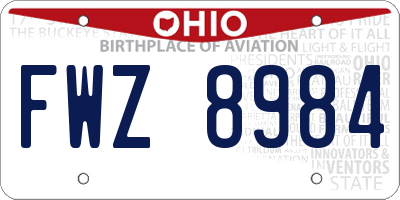 OH license plate FWZ8984