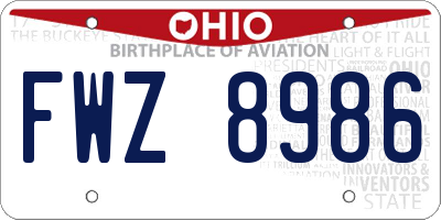 OH license plate FWZ8986