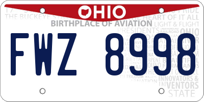 OH license plate FWZ8998