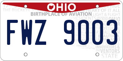 OH license plate FWZ9003