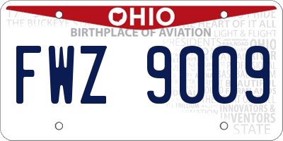 OH license plate FWZ9009