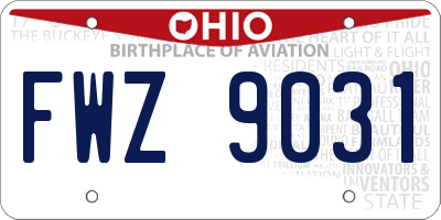 OH license plate FWZ9031