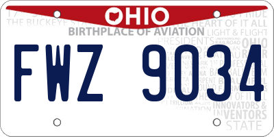 OH license plate FWZ9034