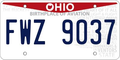OH license plate FWZ9037