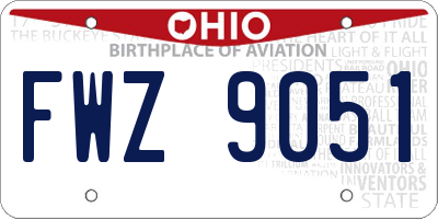 OH license plate FWZ9051