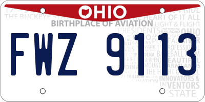 OH license plate FWZ9113