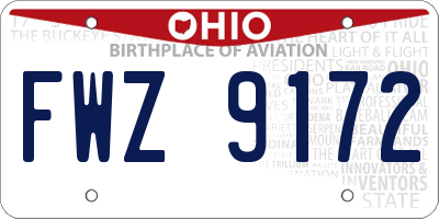 OH license plate FWZ9172