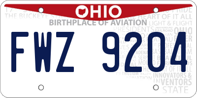 OH license plate FWZ9204