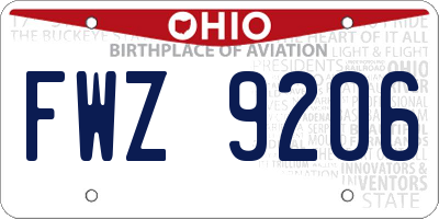 OH license plate FWZ9206