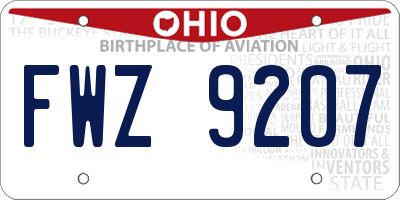 OH license plate FWZ9207
