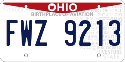 OH license plate FWZ9213