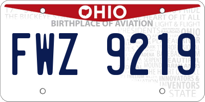 OH license plate FWZ9219