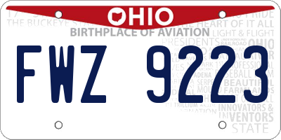 OH license plate FWZ9223