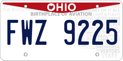 OH license plate FWZ9225