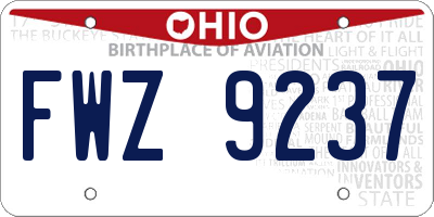 OH license plate FWZ9237